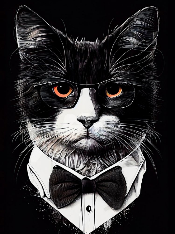 Picture of HIPSTER CAT ANIMAL ART