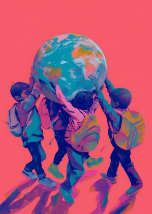 Picture of CHILDREN CARRYING THE WORLD