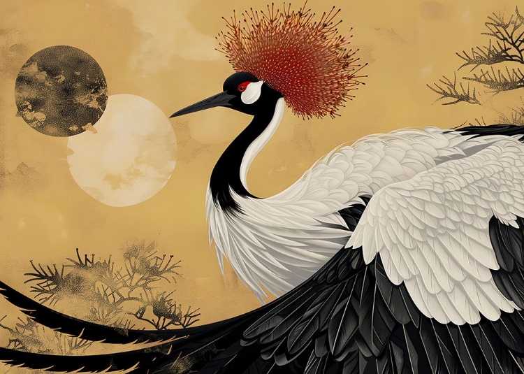 Picture of ABSTRACT RED-CROWNED CRANE