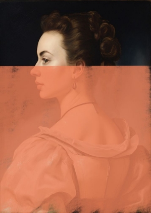 Picture of ALTERED PORTRAIT OF WOMAN ORANGE MODERN ART