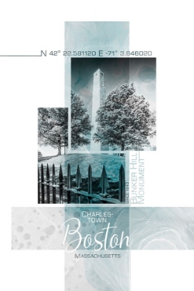 Picture of POSTER ART BOSTON BUNKER HILL MONUMENT | TURQUOISE MARBLE