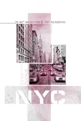 Picture of POSTER ART NYC FIFTH AVENUE TRAFFIC | PINK MARBLE