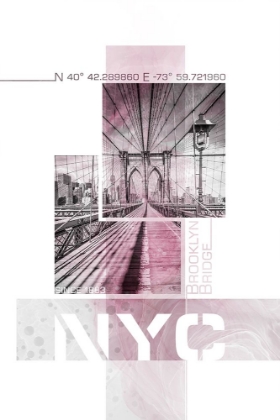 Picture of POSTER ART NYC BROOKLYN BRIDGE | PINK MARBLE