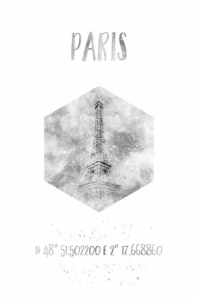 Picture of COORDINATES PARIS EIFFEL TOWER | MONOCHROME WATERCOLOR