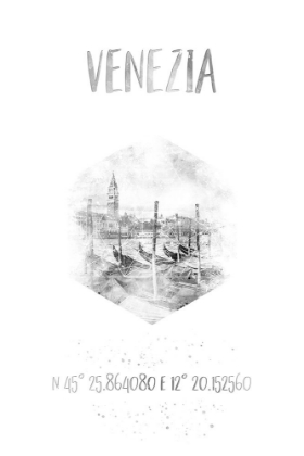 Picture of COORDINATES VENICE GRAND CANAL | MONOCHROME WATERCOLOR