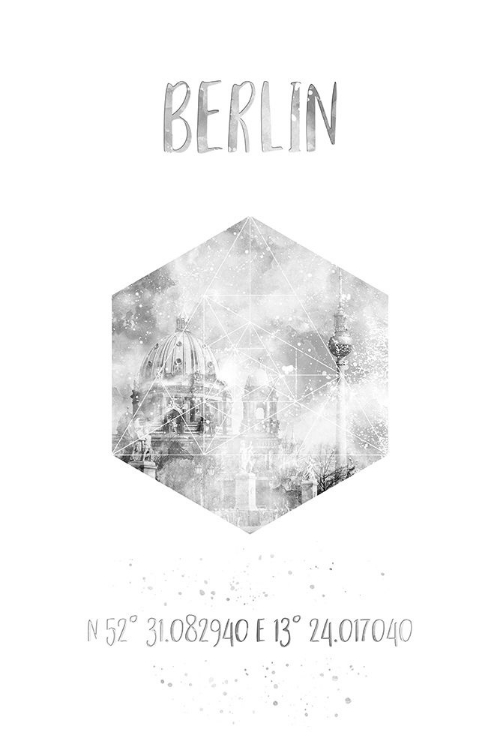 Picture of COORDINATES BERLIN CATHEDRAL A TELEVISION TOWER | MONOCHROME WATERCOLOR