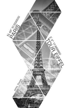 Picture of COORDINATES PARIS EIFFEL TOWER | MONOCHROME