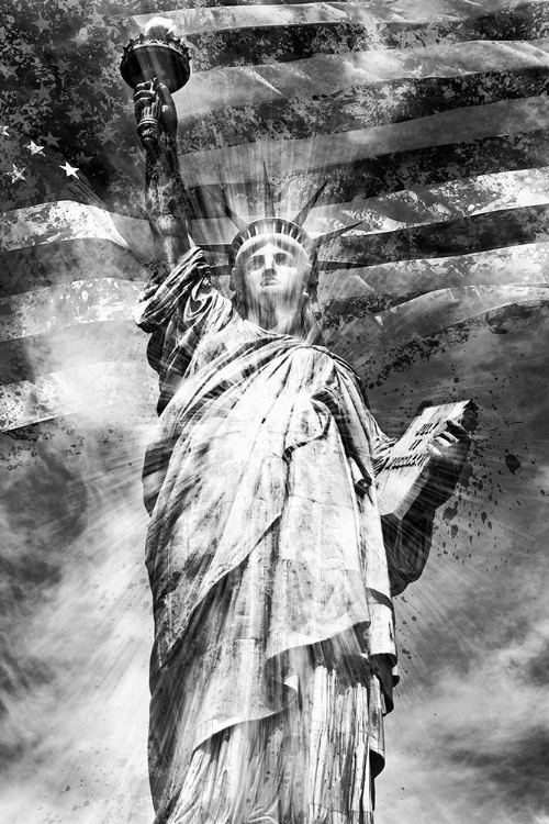 Picture of MODERN ART STATUE OF LIBERTY | MONOCHROME