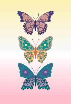 Picture of COLORFUL FLORAL BUTTERFLIES I