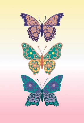 Picture of COLORFUL FLORAL BUTTERFLIES I
