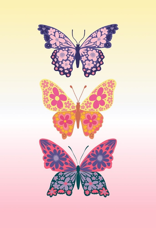 Picture of COLORFUL FLORAL BUTTERFLIES II