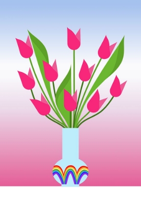Picture of TULIPS IN THE RAINBOW VASE