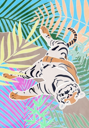 Picture of TIGER SLEEPLING IN COLOURFUL JUNGLE