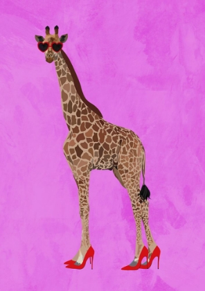Picture of GIRAFFE WEARING HEELS AND HEART GLASSES PINK