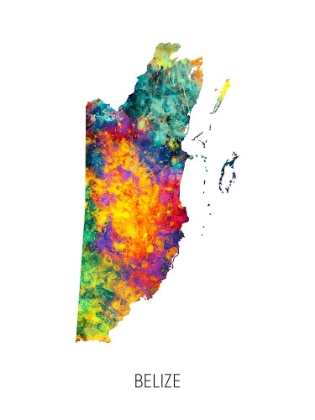 Picture of BELIZE WATERCOLOR MAP