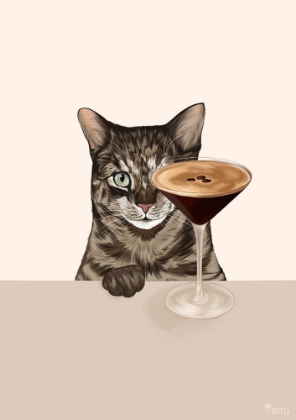 Picture of TABBY CAT WITH ESPRESSO MARTINI COCKTAIL
