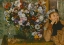 Picture of A WOMAN SEATED BESIDE A VASE OF FLOWERS