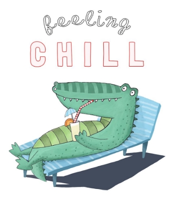 Picture of FEELING CHILL! FUNNY CROCODILE LOUNGING IN THE SUNSHINE BY ARTIST CARLA DALY