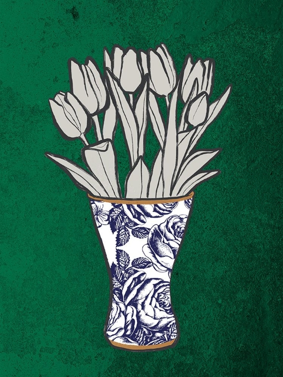Picture of ILLUSTRATED FLORAL VASE