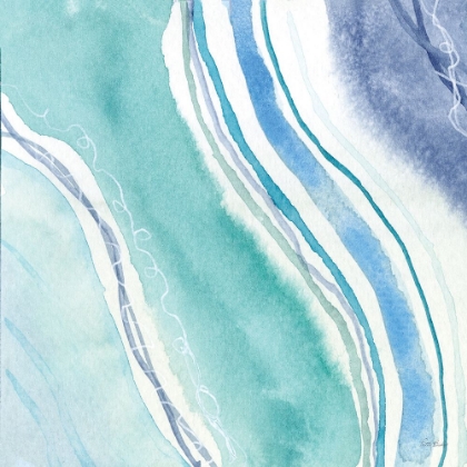 Picture of ABSTRACT BLUE TEAL WAVES 3