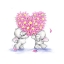 Picture of TWO ELEPHANTS WITH HEART SHAPED FLOWERS