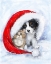 Picture of DOG AND CAT UNDER SANTAS HAT