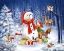 Picture of SNOWMAN WITH DOGS IN WOOD