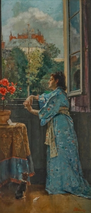 Picture of A WOMAN AT WINDOW THE BLUE KIMONO 1871