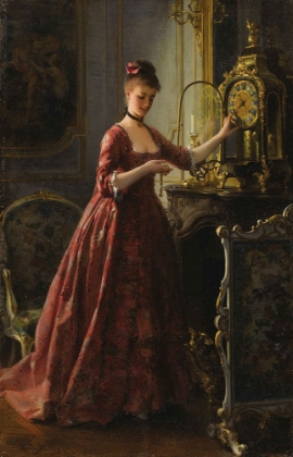 Picture of WINDING THE MANTLE CLOCK 1875