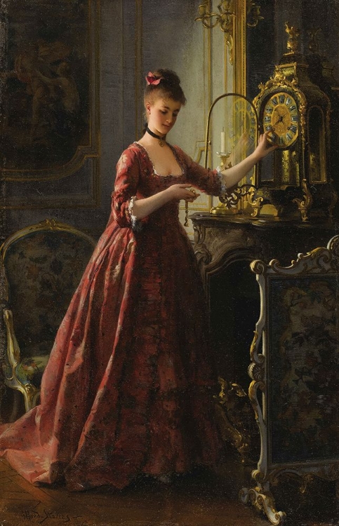 Picture of WINDING THE MANTLE CLOCK 1875