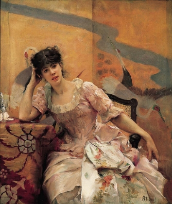 Picture of YOUNG WOMAN WITH A JAPANESE SCREEN 1880