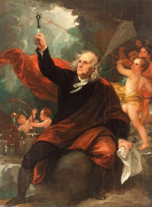 Picture of BENJAMIN FRANKLIN DRAWING ELECTRICITY FROM THE SKY