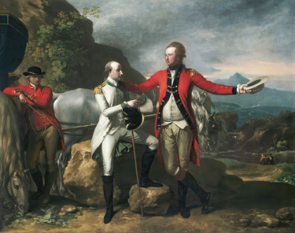 Picture of TWO OFFICERS AND A GROOM IN A LANDSCAPE 1777