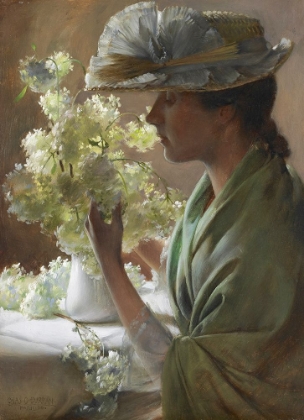 Picture of LADY WITH A BOUQUET, SNOWBALLS 1890