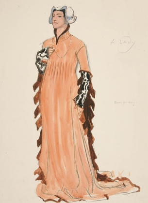 Picture of A LADY, COSTUME SKETCH FOR HENRY IRVINGS PLANNED PRODUCTION OF KING RICHARD II PINK