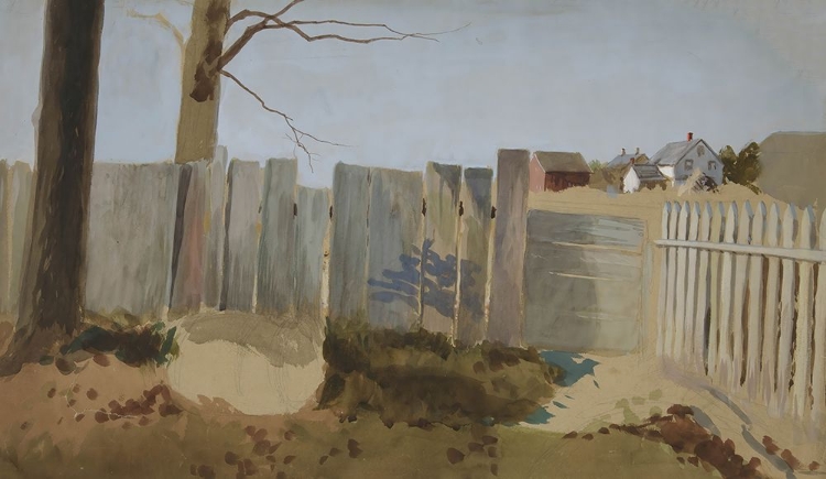 Picture of COUNTRY SCENE FENCE, FIELD, FARMHOUSE IN DISTANCE