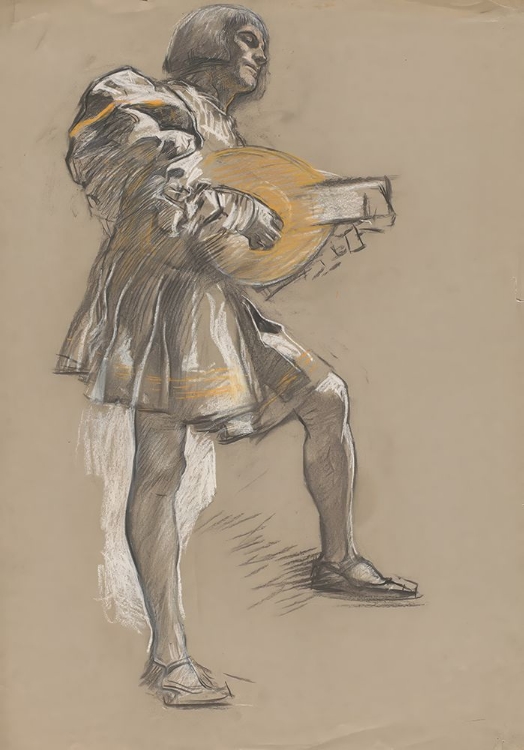Picture of FIGURE WITH MANDOLIN IN MEDIAEVAL COSTUME