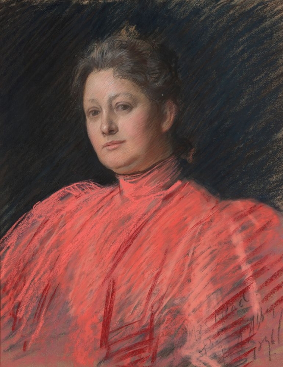 Picture of PORTRAIT OF MRS. ABBEY IN PINK DRESS, WAIST LENGTH 1896