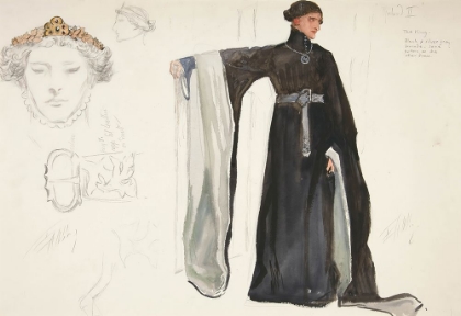 Picture of RICHARD II (IN BLACK), COSTUME SKETCH FOR HENRY IRVINGS 1898 PLANNED PRODUCTION OF RICHARD II