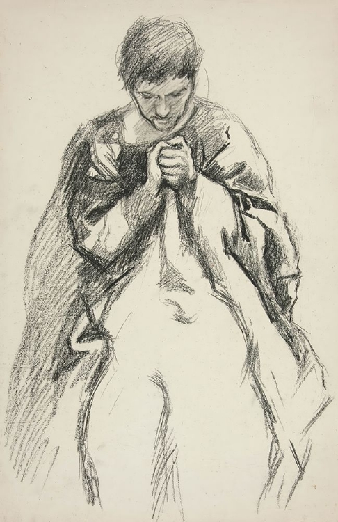 Picture of ROBED FIGURE, PRAYING, STUDY FOR THE QUEST OF THE HOLY GRAIL MURAL SERIES AT BOSTON PUBLIC LIBRARY