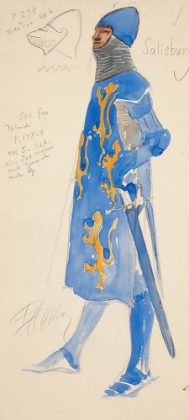 Picture of SALISBURY (ARMED), COSTUME SKETCH FOR HENRY IRVINGS 1898 PLANNED PRODUCTION OF RICHARD II