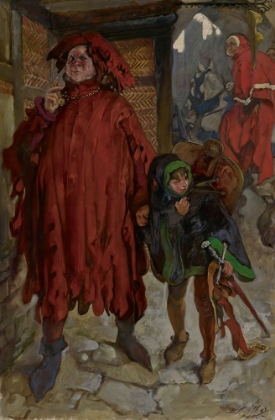 Picture of SIR JOHN FALSTAFF WITH HIS PAGE, KING HENRY IV, PART II, ACT I, SCENE II 1905