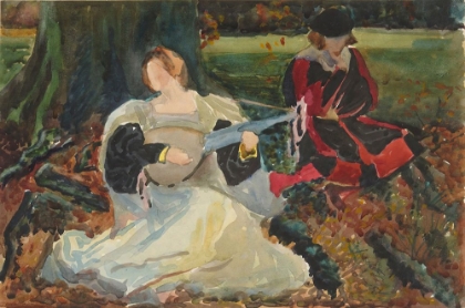 Picture of STUDIES FOR FAIR IS MY LOVE, PAINTING IN THE MUNICIPAL ART GALLERY, PRESTON, ENGLAND
