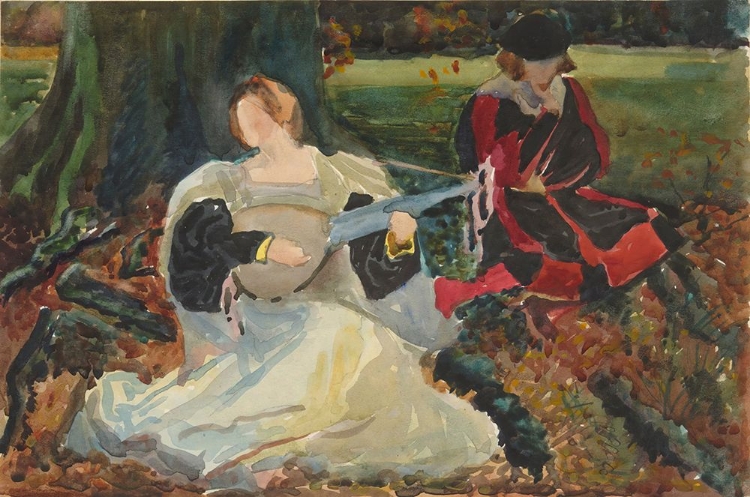 Picture of STUDIES FOR FAIR IS MY LOVE, PAINTING IN THE MUNICIPAL ART GALLERY, PRESTON, ENGLAND