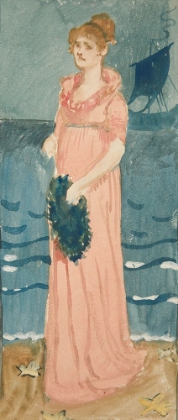Picture of WOMAN ON A BEACH, SHIP IN DISTANCE