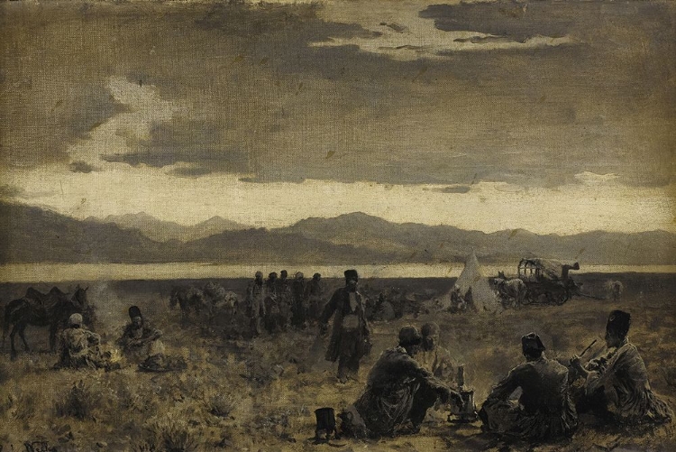 Picture of EARLY MORNING CAMP NEAR THE SHORE OF LAKE URUMIYAH 1892