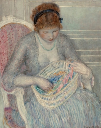 Picture of GIRL WITH A BASKET OF RIBBONS 1915