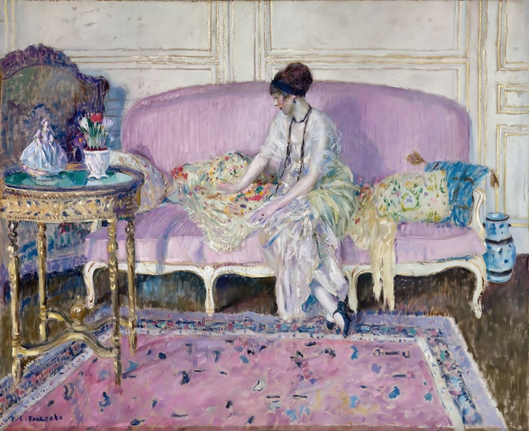 Picture of WOMAN SEATED ON SOFA IN INTERIOR 1912