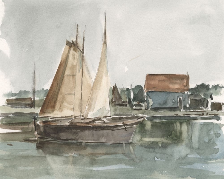 Picture of DARK WATERCOLOR HARBOR STUDY I