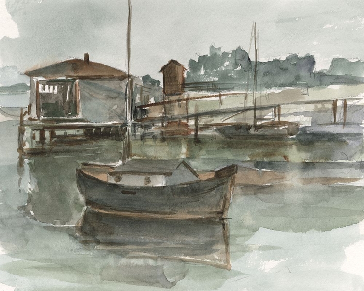 Picture of DARK WATERCOLOR HARBOR STUDY II